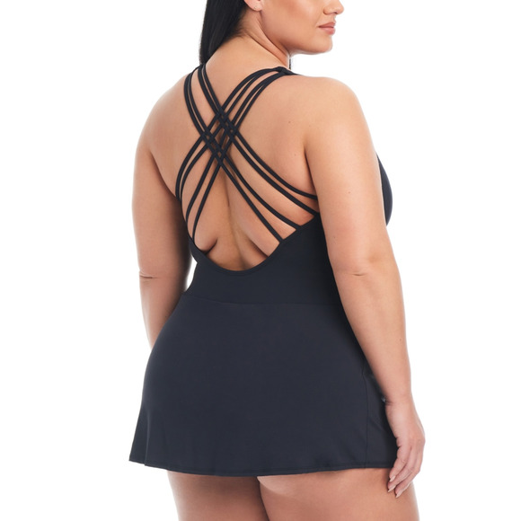 Bleu by Rod Beattie Don't Mesh with Me Skirted Swimsuit Black Plus Size 16W - Picture 2 of 2